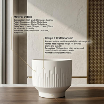 Premium Artisan Ceramic Planter Pots Set of 3 Matte White Stoneware Indoor Flower Pots with Drainage Hole Decorative Plant Pot Combo for Home & Office Décor