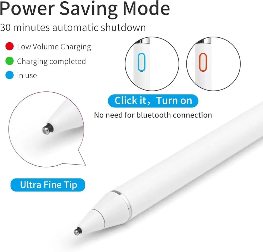 2-in-1 Active Stylus Pen for iOS & Android Touch Screens, Rechargeable & Precise Copper Fine Tip, Compatible with iPad/iPhone/Samsung/Tablets and Other Tablets and Mobiles, Laptops 