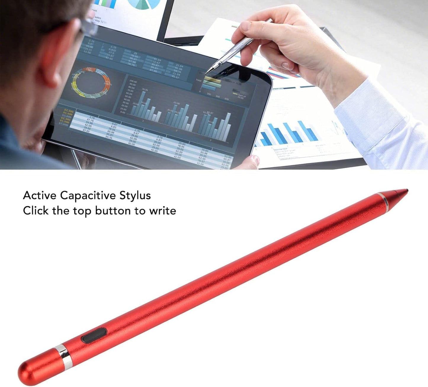 2-in-1 Active Stylus Pen for iOS & Android Touch Screens, Rechargeable & Precise Copper Fine Tip, Compatible with iPad/iPhone/Samsung/Tablets and Other Tablets and Mobiles, Laptops