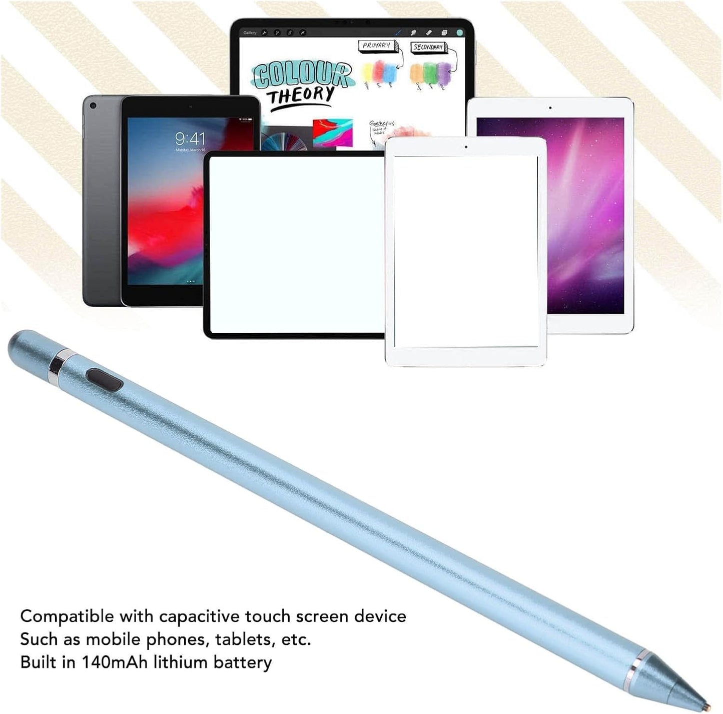 2-in-1 Active Stylus Pen for iOS & Android Touch Screens, Rechargeable & Precise Copper Fine Tip, Compatible with iPad/iPhone/Samsung/Tablets and Other Tablets and Mobiles, Laptops