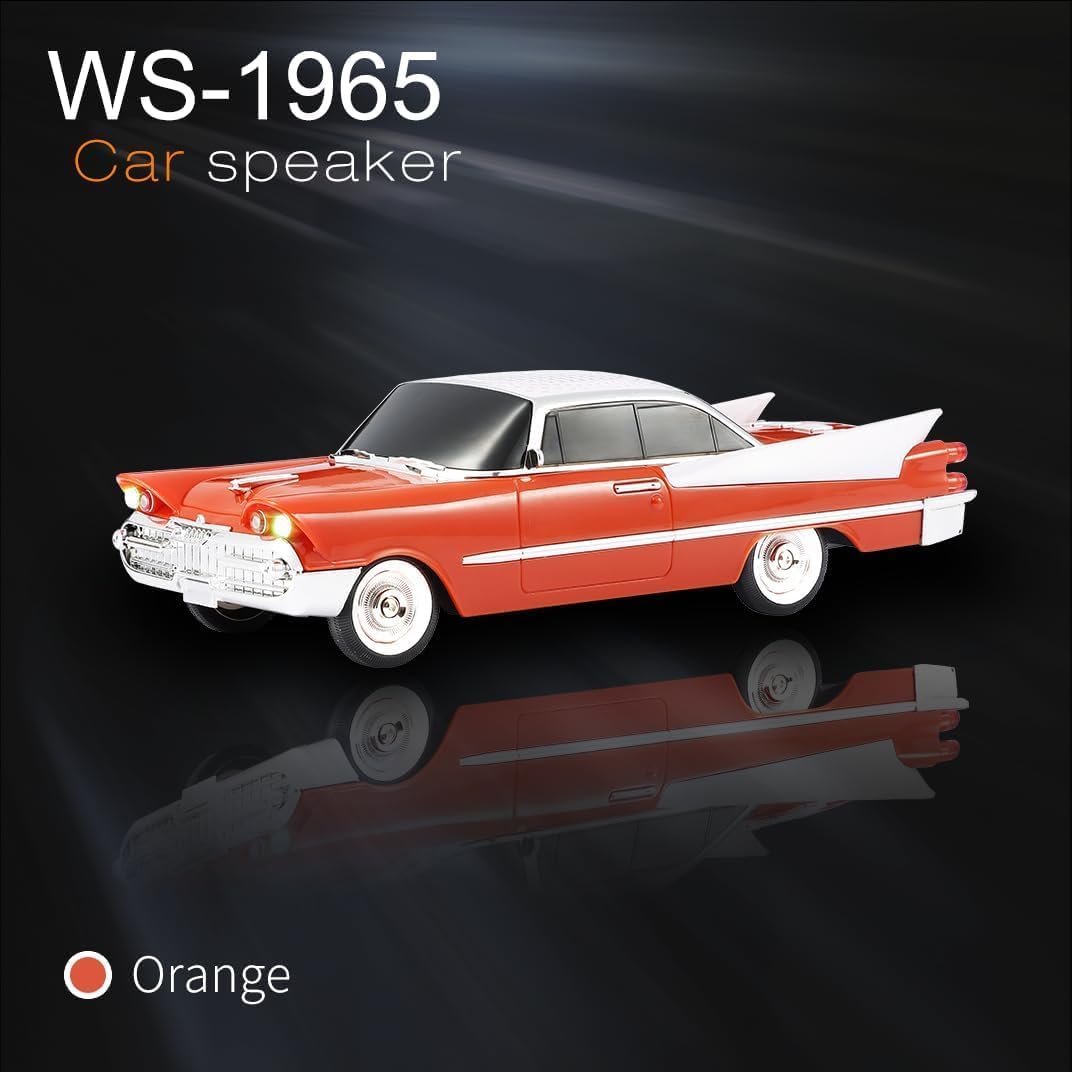 Lacoz Retro Classic Car Design Wireless Speaker with FM Radio, USB/TF Card, Hands-Free Calling, LED Lights, Rechargeable Portable Speaker