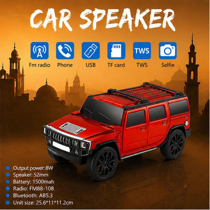 Car Shape Bluetooth Speaker with FM Radio, USB/TF Card Support, TWS Pairing, 8W Output 1500mAh Rechargeable Battery, Portable Wireless Speaker