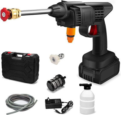 High Pressure Car Washer Car Cleaning 48V Rechargeable Electric Pressure Washer Gun Machine Tool for Car Bike Gardening with Adjustable 3in1 Nozzle