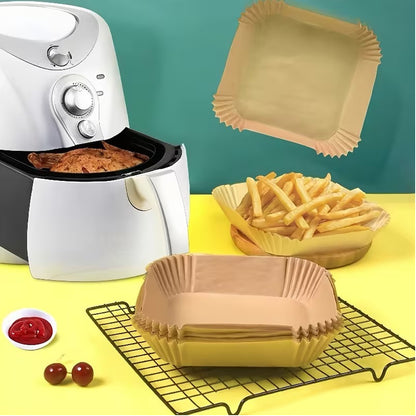 200 Pieces Square Air Fryer Paper Sheet Liners Disposable Greaseproof & Waterproof Parchment Trays for Cooking, Baking, Roasting Non-Stick Air Fryer Liners