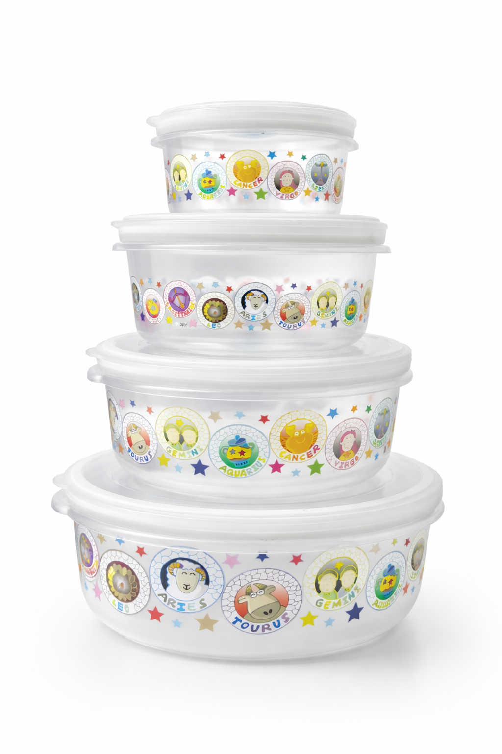 4 Pack Round Food Containers with Lids, Leak-proof Plastic, Meal Prep Bento Lunch Box, Microwave Freezer Dishwasher Safe, Multiple Sizes
