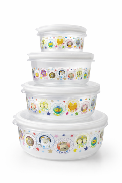4 Pack Round Food Containers with Lids, Leak-proof Plastic, Meal Prep Bento Lunch Box, Microwave Freezer Dishwasher Safe, Multiple Sizes