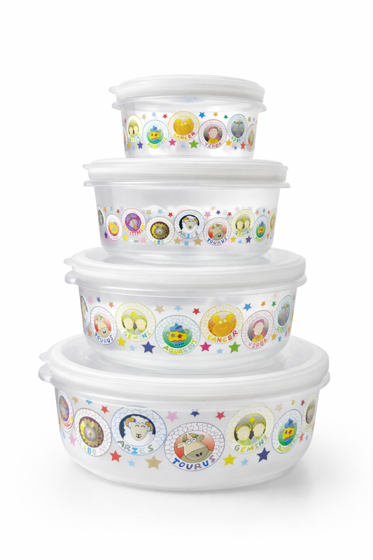 4 Pack Round Food Containers with Lids, Leak-proof Plastic, Meal Prep Bento Lunch Box, Microwave Freezer Dishwasher Safe, Multiple Sizes