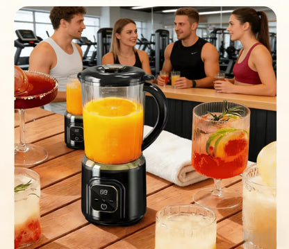 Portable Rechargeable Double-Knife Blender Juicer with Stainless Steel Blades, 1000ml Large Capacity Smoothie Maker, USB Charging Multipurpose Fruit and Ice Crusher Black
