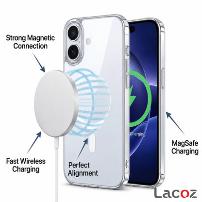 Premium Magnetic Transparent Phone Case for iPhone 17 Crystal Clear Protective Cover with Strong Magnetic Ring for Wireless Charging