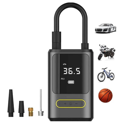 Portable Smart Car Air Pump Tire Inflator, Cordless Digital Air Pump with LCD Display, Preset Pressure Modes, Auto Shut-Off, USB Rechargeable Air Pump for Car, Motorcycle, Bicycle and Sports Balls