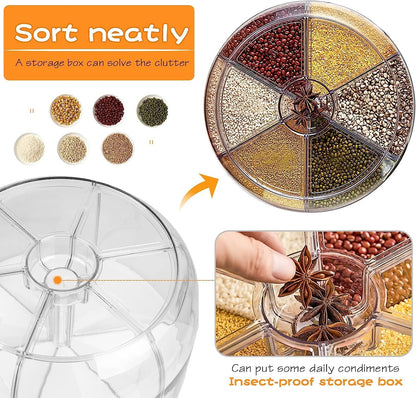 Rotating Rice Dispenser 7L Multi Grain Storage Container with 360 Degree Rotation & One Touch Dispensing System for Kitchen Pantry Storage