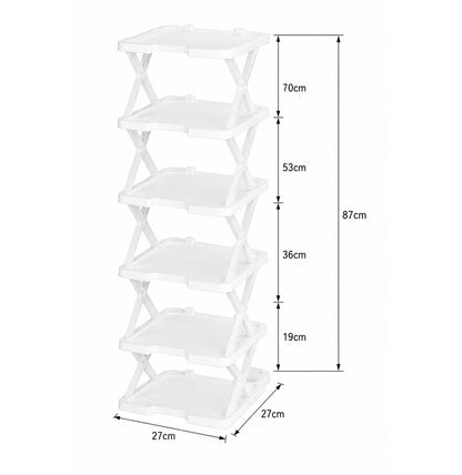 6-Tier Shoe Rack Storage Organizer with Sturdy X-Frame Support Premium PP Shelves, Space-Saving Multi-Layer Shoe Stand for Entryway, Bedroom, Closet & Living Room