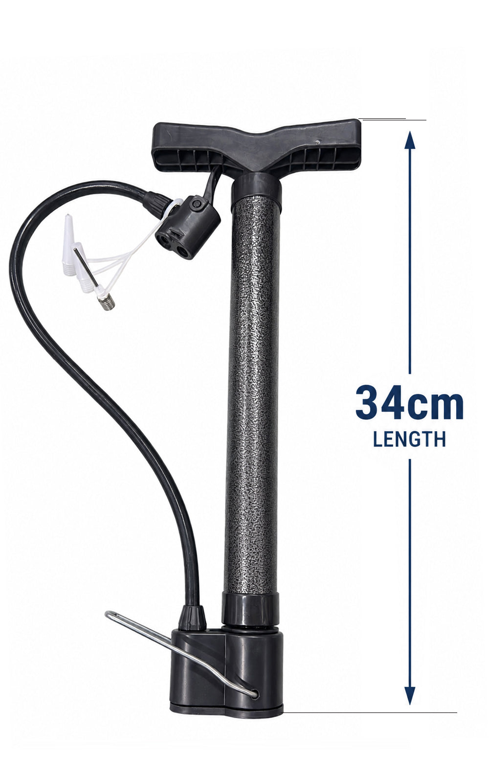Portable Hand Air Pump with 3 Nozzle Attachments, Manual Air Inflator Pump for Bicycle Tires Sports Balls, Pool Floats, Air Cushions, Inflatable Toys & Outdoor Accessories
