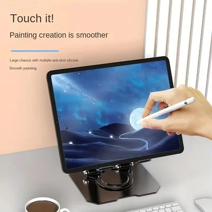 Lacoz Adjustable Tablet Stand with 360° Rotating Base, Ergonomic Foldable Portable Laptop Stand Holder, Compatible with Tablets and Phones