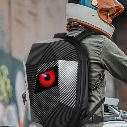 Knight Backpack, Hard Shell Motorcycle Riding Backpack LED Motorcycle Backpack, Programmable Helmet Backpack Cycling Travel Daypack for Cycling - Black