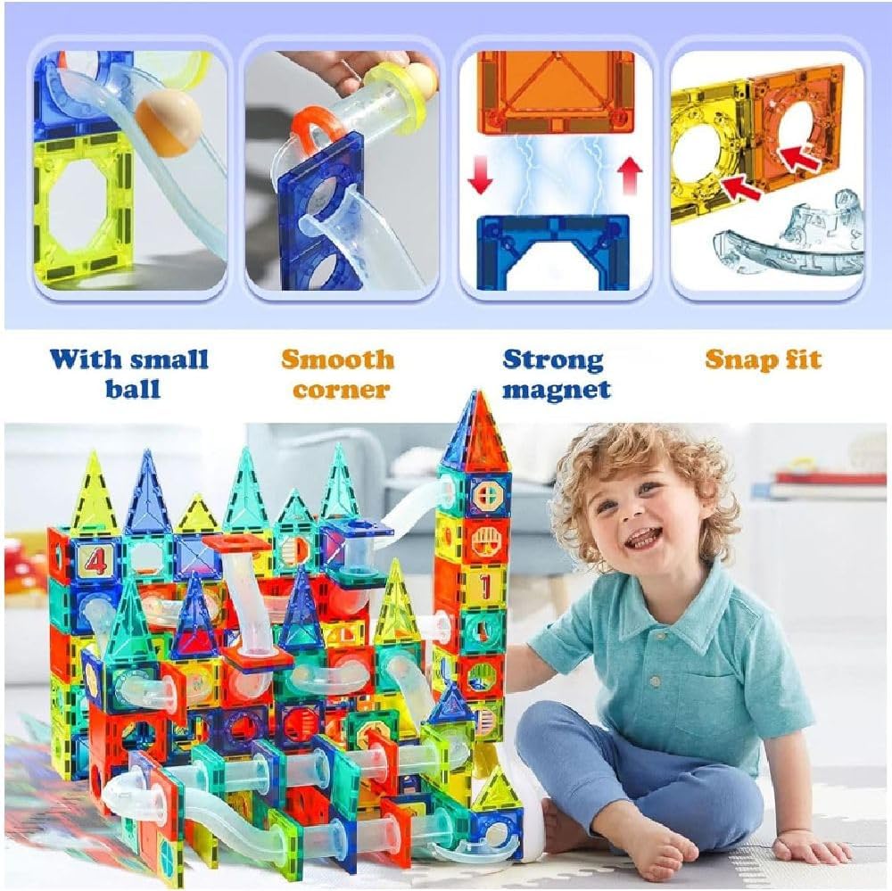 Lacoz Magnetic Tiles Toys for Kids, Starter Set 3D Magnet Building Blocks Construction Playboards, STEM Learning Educational Toddlers Toy Gift for 3+ Year Old Boys and Girls