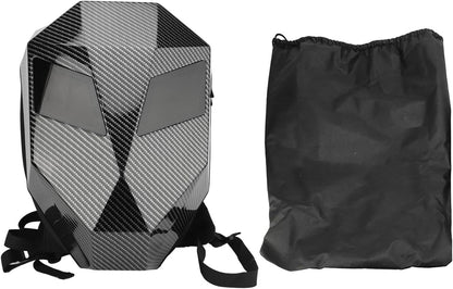 Knight Backpack, Hard Shell Motorcycle Riding Backpack LED Motorcycle Backpack, Programmable Helmet Backpack Cycling Travel Daypack for Cycling - Black
