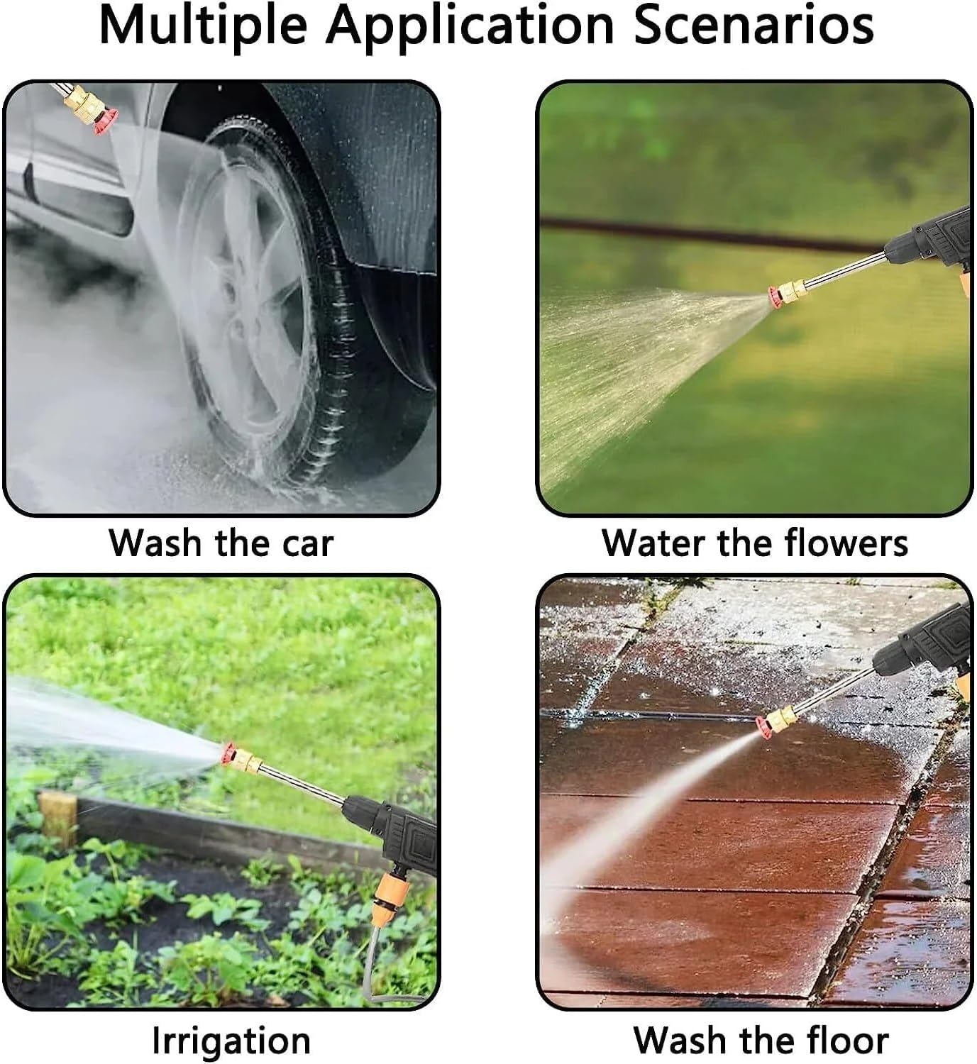 High Pressure Car Washer Car Cleaning 48V Rechargeable Electric Pressure Washer Gun Machine Tool for Car Bike Gardening with Adjustable 3in1 Nozzle