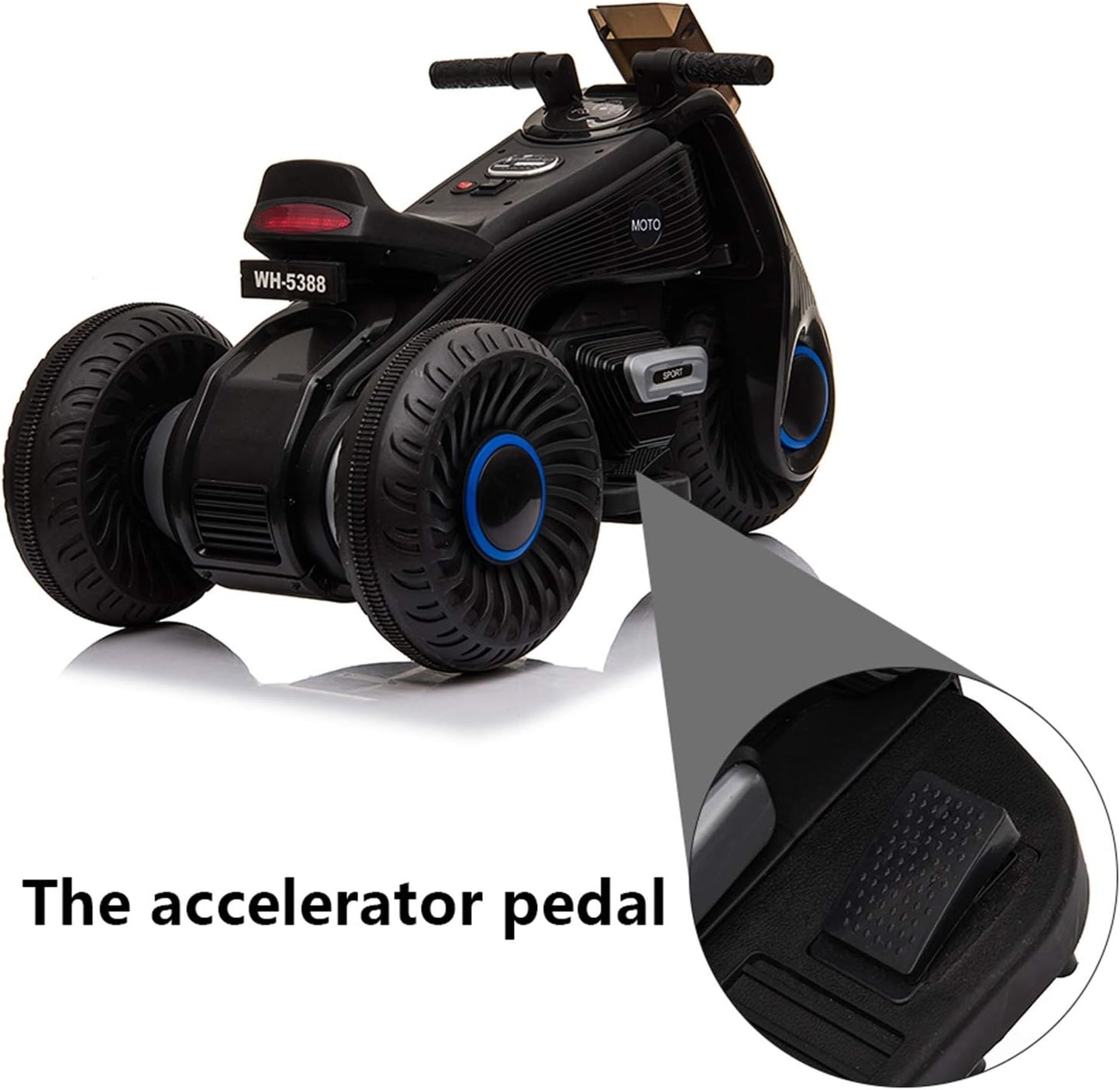 Rechargeable Kids Electric Motorcycle Tricycle With Button Controls