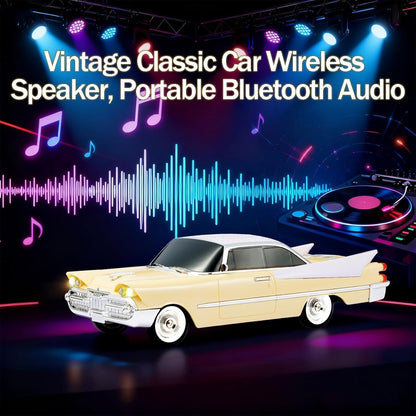 Lacoz Retro Classic Car Design Wireless Speaker with FM Radio, USB/TF Card, Hands-Free Calling, LED Lights, Rechargeable Portable Speaker