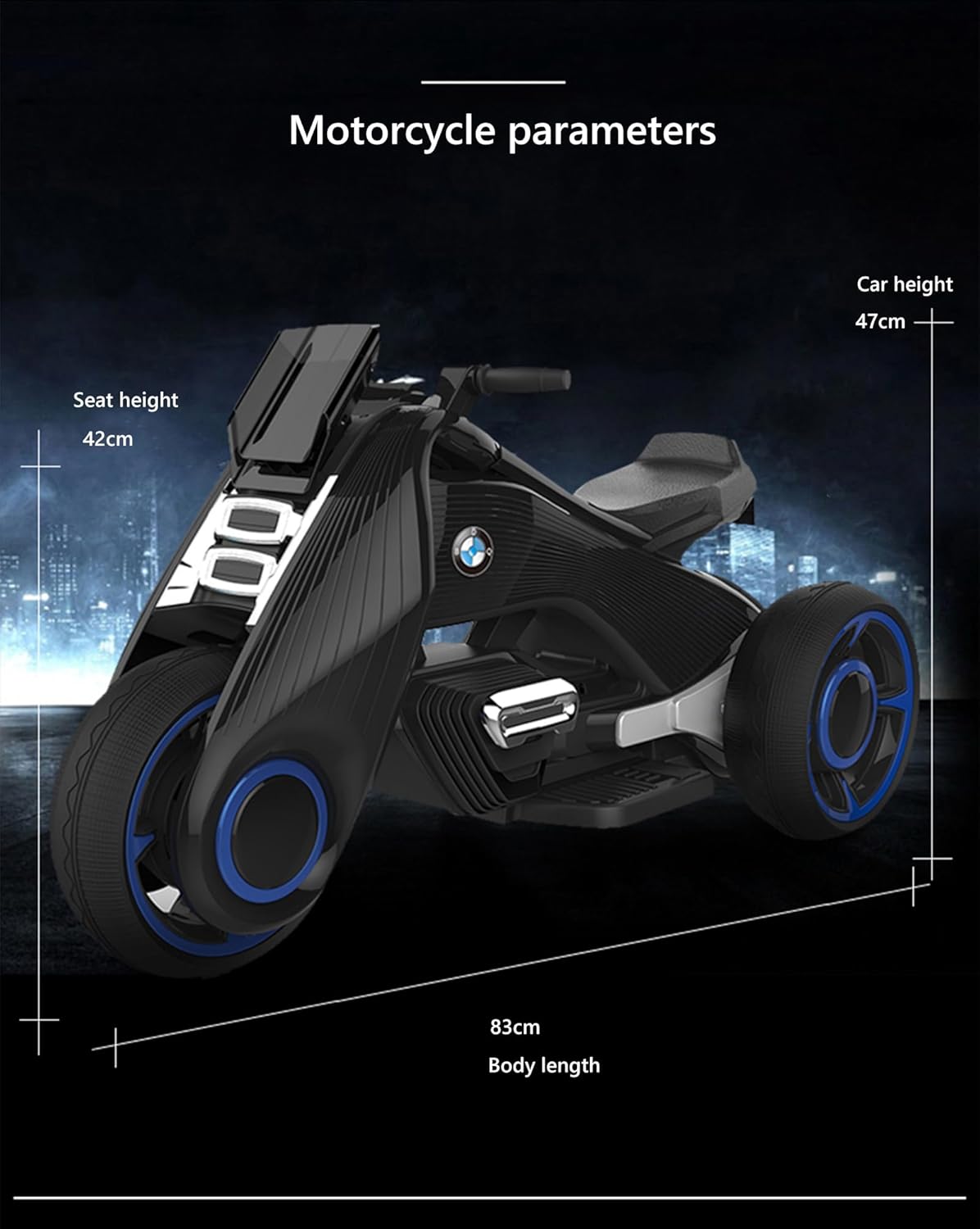 Rechargeable Kids Electric Motorcycle Tricycle With Button Controls