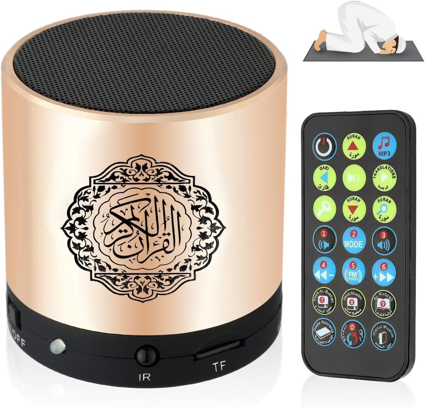 Remote Control Speaker Portable Quran Speaker MP3 Player 8GB TF FM Quran Koran Translator USB Rechargeable Speaker
