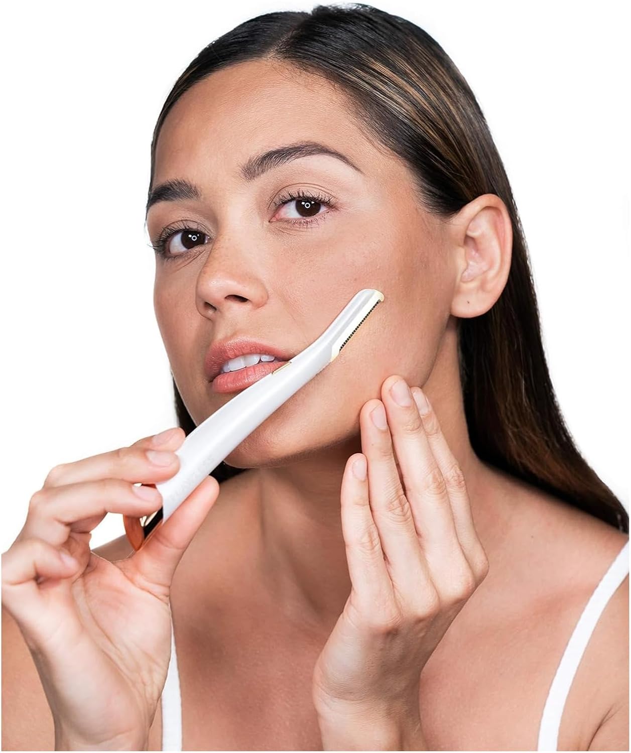 Finishing Touch Flawless Battery Powered Dermaplane Glo Lighted Facial Exfoliator Razors With For Women Removes Peach Fuzz | White.