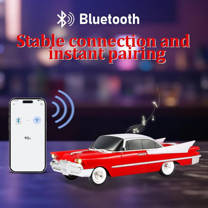 Lacoz Retro Classic Car Design Wireless Speaker with FM Radio, USB/TF Card, Hands-Free Calling, LED Lights, Rechargeable Portable Speaker