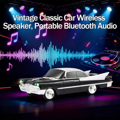 Lacoz Retro Classic Car Design Wireless Speaker with FM Radio, USB/TF Card, Hands-Free Calling, LED Lights, Rechargeable Portable Speaker