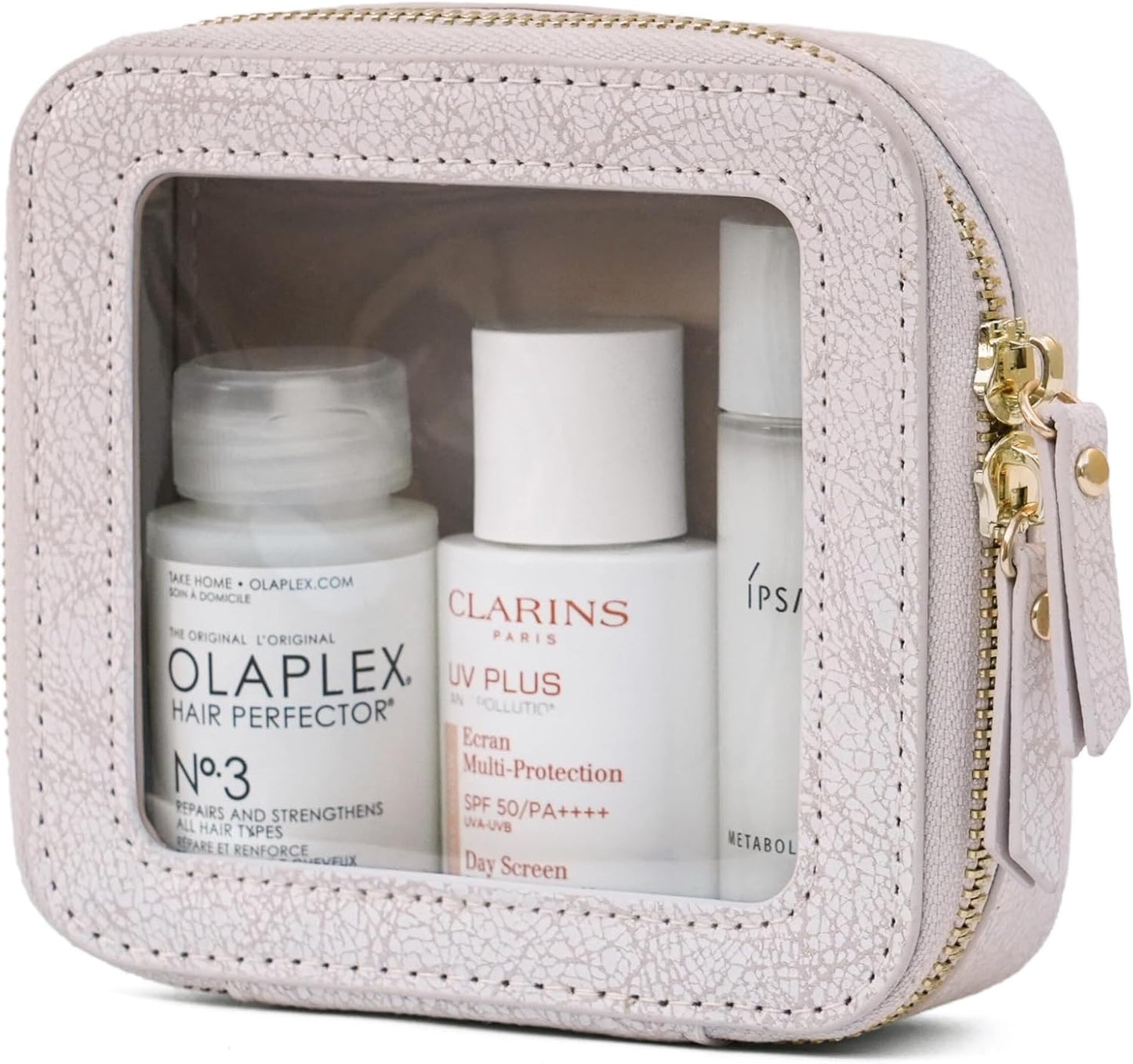 Lacoz Small Cosmetic Bag for Purse Mini Makeup Bag for School Cute Clear Make Up Pouch for Travel Tiny Leather White Make Up Organizer Case