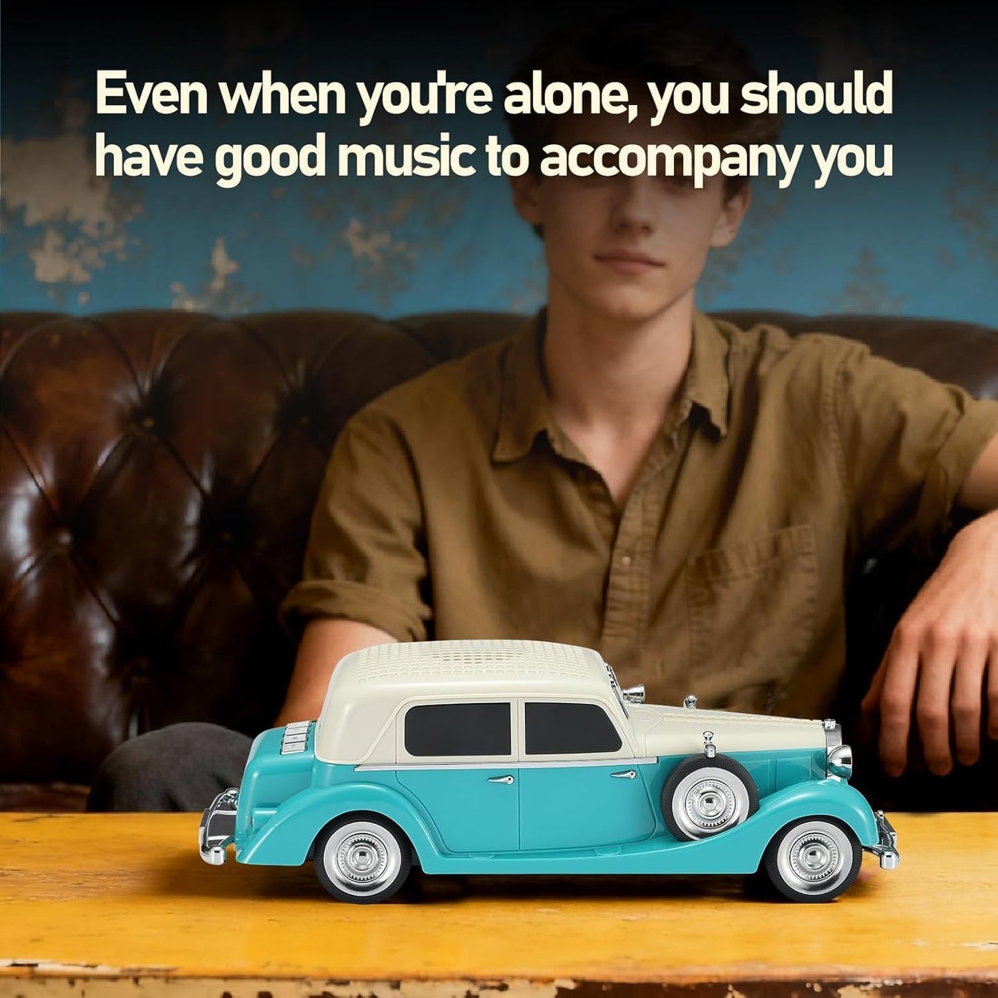 Lacoz Vintage Car Bluetooth Speaker Wireless Portable Retro Car Design Speaker with FM Radio, TF Card, USB, Handsfree Calling & TWS Support – 1500mAh Battery