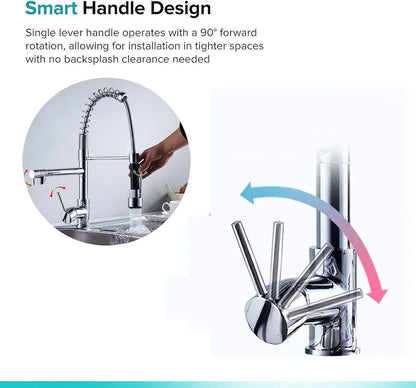 Kitchen Sink Mixer Tap Chrome Brass 360 Degree Rotation Single Hole with Pull Out Spray Kitchen Sink Taps