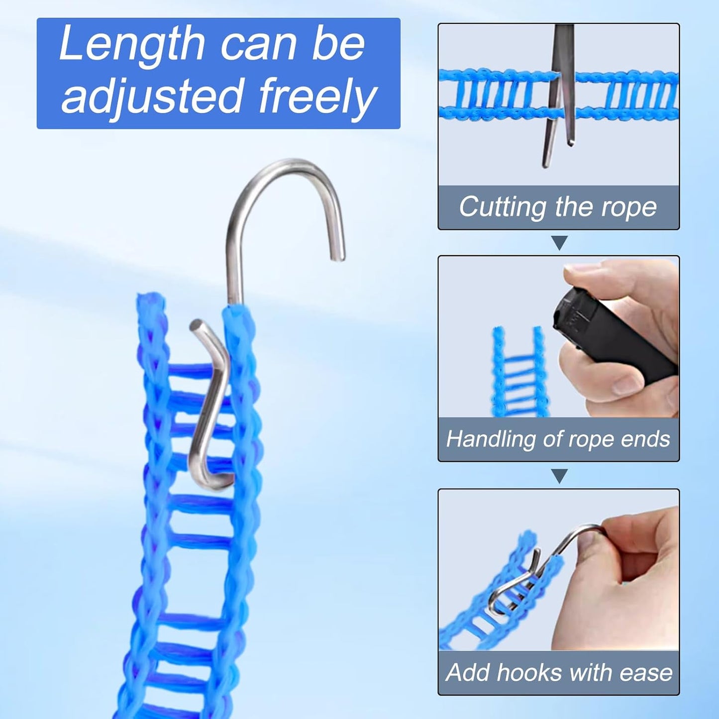Lacoz Portable Windproof Clothesline with 12 Clips, 5m Non-Slip Travel Laundry Drying Line, Adjustable Nylon Rope for Outdoor Camping, Cruise, Indoor Hotel, Backyard