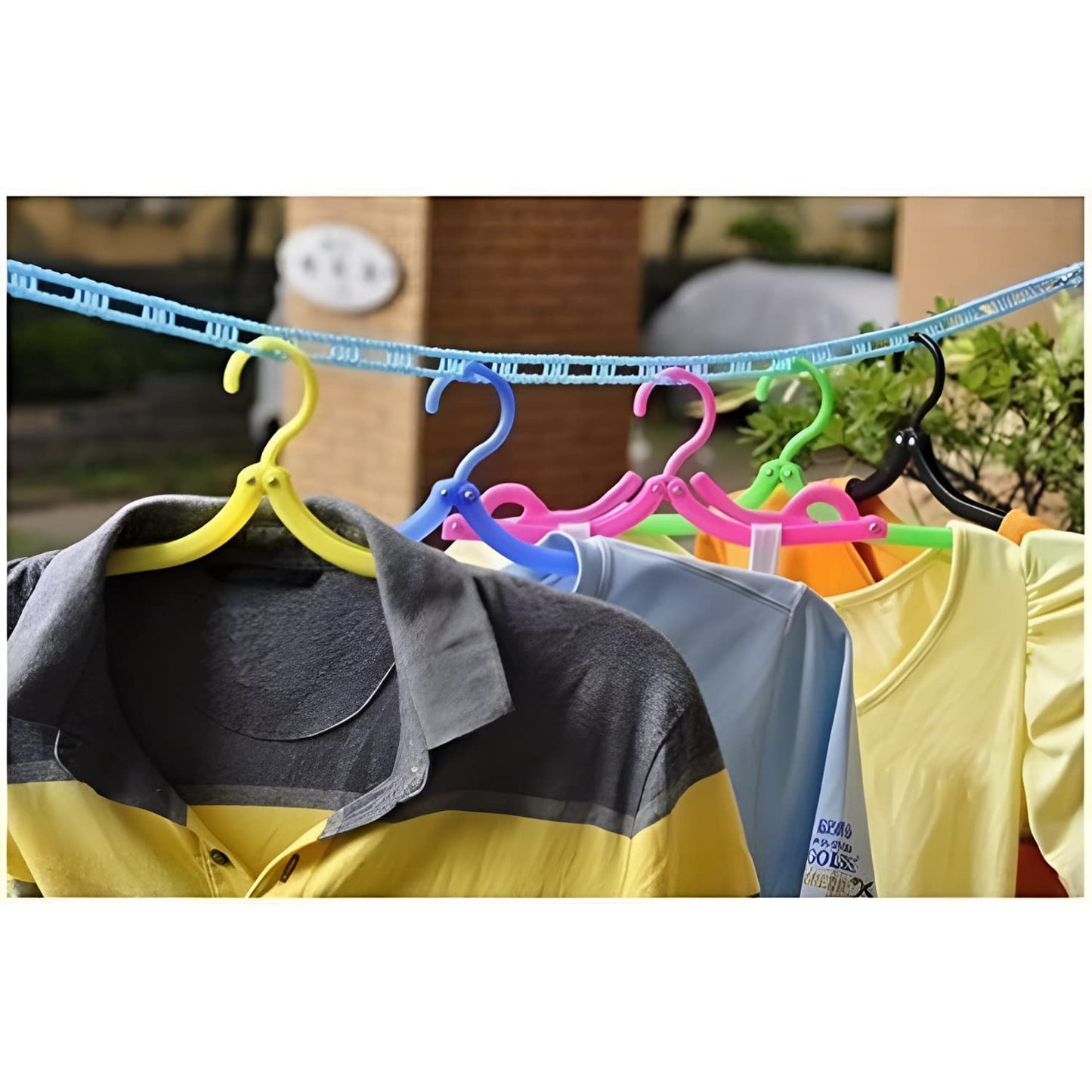 Lacoz Portable Windproof Clothesline with 12 Clips, 5m Non-Slip Travel Laundry Drying Line, Adjustable Nylon Rope for Outdoor Camping, Cruise, Indoor Hotel, Backyard