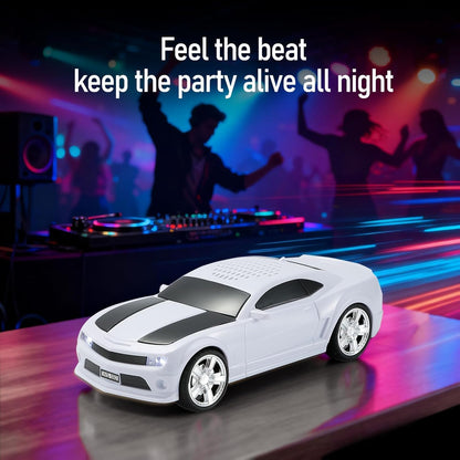 Lacoz  Wireless Car Shape Bluetooth Speaker, 5W Portable Rechargeable Speaker with FM Radio, TF Card, USB, AUX Input, Stereo Sound, Compact Music Player