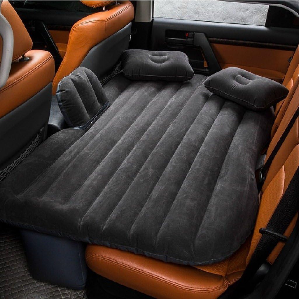 Multi Purpose Inflatable Car Air Bed Mattress for SUV MPV and Car Portable Travel Sleeping Bed with Pump Durable & Comfortable for Camping Road Trips and Outdoor Adventures (Beige)