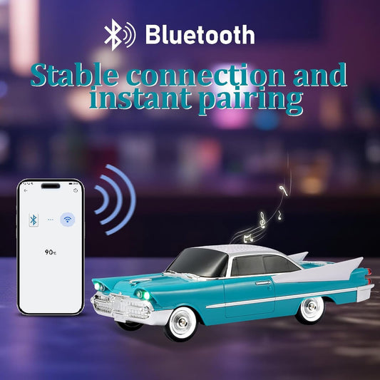Lacoz Retro Classic Car Design Wireless Speaker with FM Radio, USB/TF Card, Hands-Free Calling, LED Lights, Rechargeable Portable Speaker