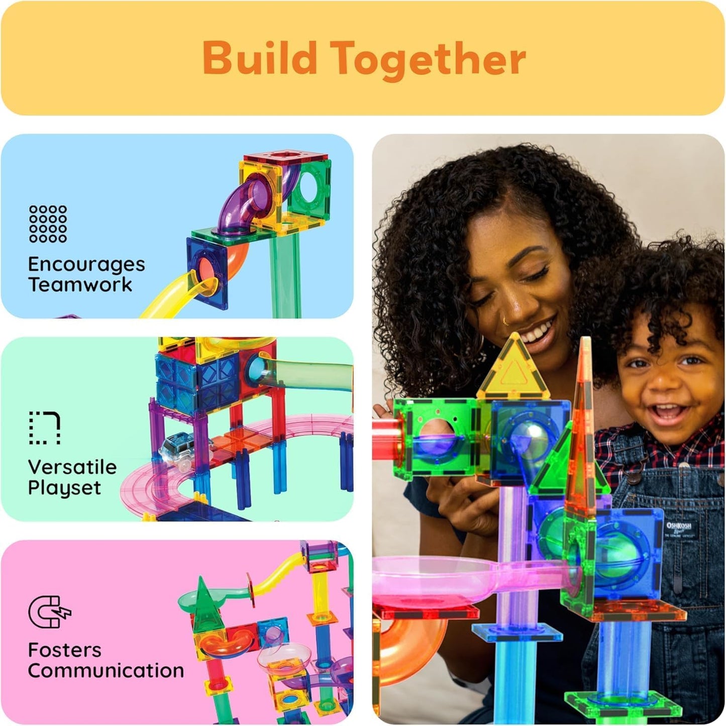 Lacoz Magnetic Tiles Toys for Kids, Starter Set 3D Magnet Building Blocks Construction Playboards, STEM Learning Educational Toddlers Toy Gift for 3+ Year Old Boys and Girls