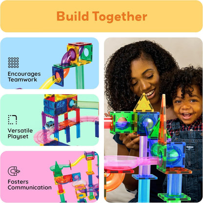 Lacoz Magnetic Tiles Toys for Kids, Starter Set 3D Magnet Building Blocks Construction Playboards, STEM Learning Educational Toddlers Toy Gift for 3+ Year Old Boys and Girls