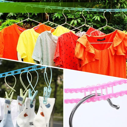 Lacoz Portable Windproof Clothesline with 12 Clips, 5m Non-Slip Travel Laundry Drying Line, Adjustable Nylon Rope for Outdoor Camping, Cruise, Indoor Hotel, Backyard