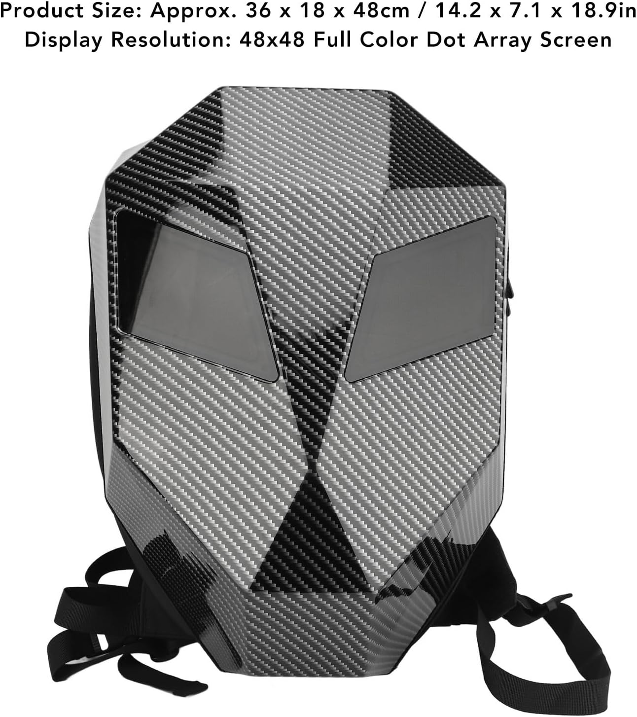 Knight Backpack, Hard Shell Motorcycle Riding Backpack LED Motorcycle Backpack, Programmable Helmet Backpack Cycling Travel Daypack for Cycling - Black