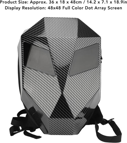 Knight Backpack, Hard Shell Motorcycle Riding Backpack LED Motorcycle Backpack, Programmable Helmet Backpack Cycling Travel Daypack for Cycling - Black