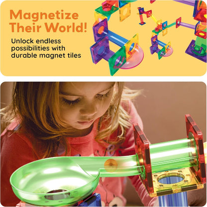 Lacoz Magnetic Tiles Toys for Kids, Starter Set 3D Magnet Building Blocks Construction Playboards, STEM Learning Educational Toddlers Toy Gift for 3+ Year Old Boys and Girls