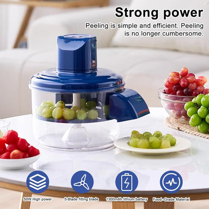 Lacoz Rechargeable Automatic Grape Peeler Machine With 5-Blade Stainless Steel System 1300mAh Rechargeable Battery Small Commercial Fruit Skin Remover Tool for Cherry Tomatoes and Garlic
