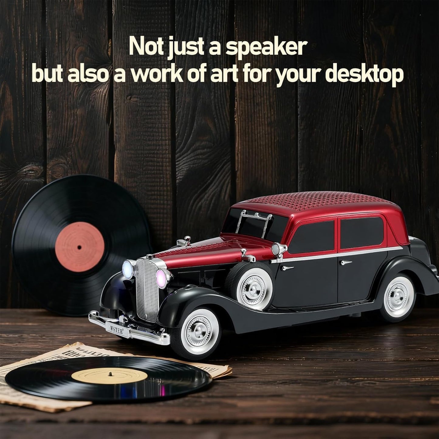 Lacoz Vintage Car Bluetooth Speaker Wireless Portable Retro Car Design Speaker with FM Radio, TF Card, USB, Handsfree Calling & TWS Support – 1500mAh Battery