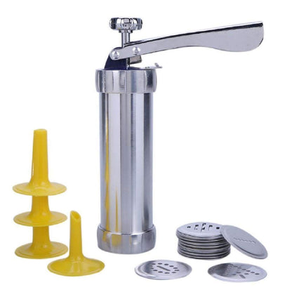 Biscuit Cookie Extruder Press Gun Set with 10 Moulds & 4 Nozzles – Multi-Function Cookie Maker & Cake Decorating Tool for Baking Biscuits, Cookies & Pastry Designs