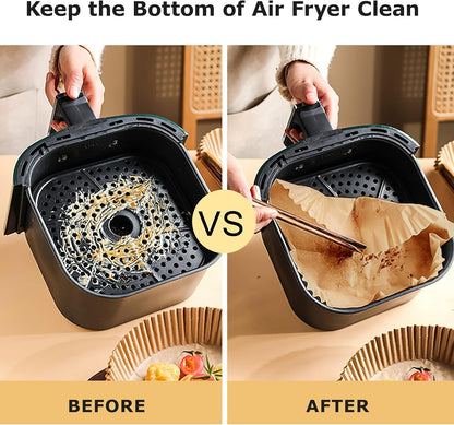200 Pieces Square Air Fryer Paper Sheet Liners Disposable Greaseproof & Waterproof Parchment Trays for Cooking, Baking, Roasting Non-Stick Air Fryer Liners