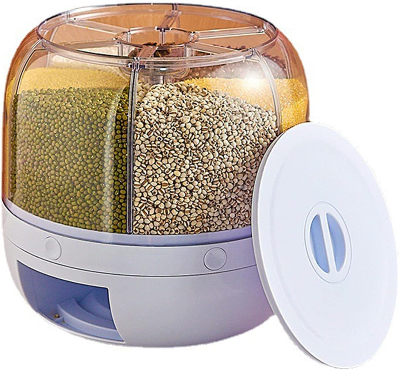 Rotating Rice Dispenser 7L Multi Grain Storage Container with 360 Degree Rotation & One Touch Dispensing System for Kitchen Pantry Storage