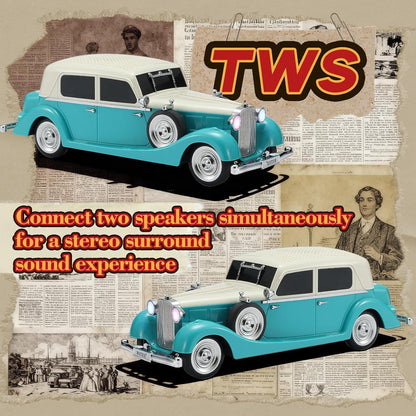 Lacoz Vintage Car Bluetooth Speaker Wireless Portable Retro Car Design Speaker with FM Radio, TF Card, USB, Handsfree Calling & TWS Support – 1500mAh Battery