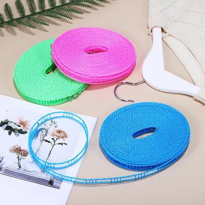 Lacoz Portable Windproof Clothesline with 12 Clips, 5m Non-Slip Travel Laundry Drying Line, Adjustable Nylon Rope for Outdoor Camping, Cruise, Indoor Hotel, Backyard